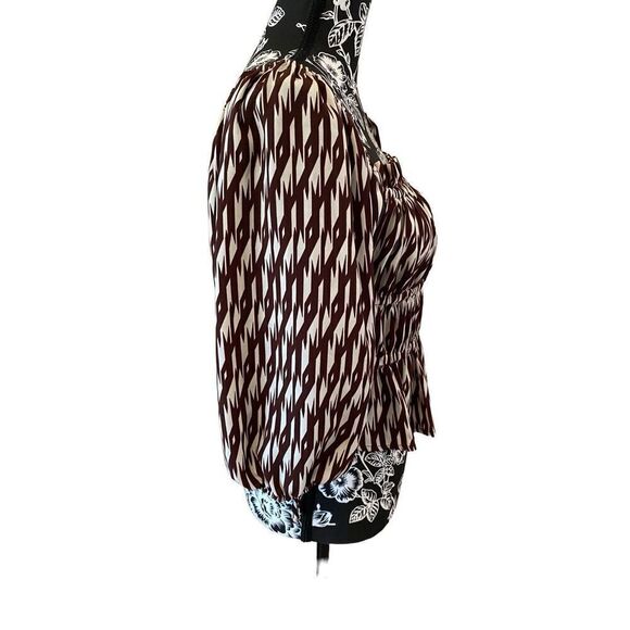 Open Edit Striped Blouse Balloon Sleeve Boat Neck Lightweight ￼ - Picture 4 of 11